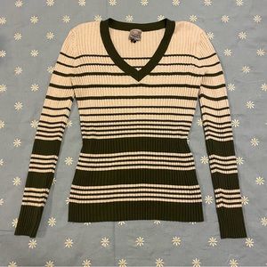 Green & Cream Striped Sweater